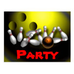 Invitations de partie de bowling personnalisables cartes postales