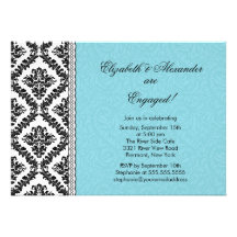 Invitations de partie de fiançailles de damassé bl