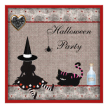 Invitations de partie de Halloween de sorcière d'A