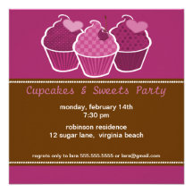 Invitations de partie de petits gâteaux et de bonb