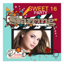 Invitations de partie de sweet sixteen de star de 