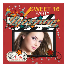 Invitations de partie de sweet sixteen de star de 