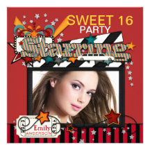 Invitations de partie de sweet sixteen de star de 