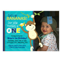Invitations de photo d'anniversaire de bananes de 