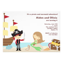 Invitations de pirate et de sirène