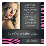 Invitations de Quinceanera de photo de zèbre de ro
