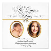 Invitations de Quinceanera de photo d'or blanc