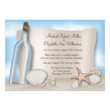 Invitations de réception de plage de bouteille de 