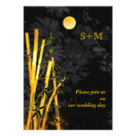 Invitations d'or de mariage de monogramme de bambo