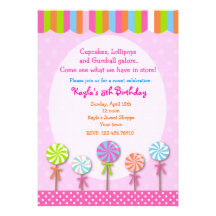 Invitations douces d'anniversaire de Candyland de 