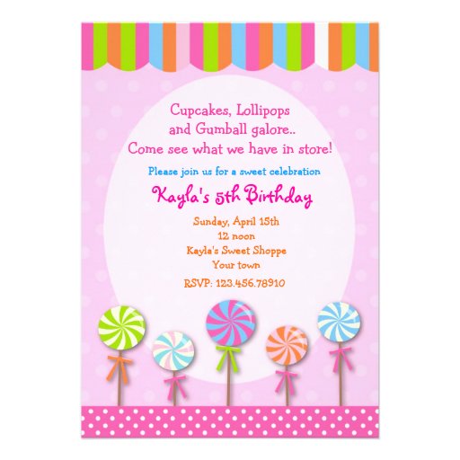 Invitations douces d'anniversaire de Candyland de 