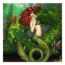 Invitations d'une chevelure rouges de sirène