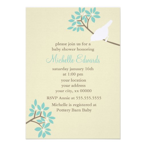Invitations élégantes de baby shower d'oiseaux