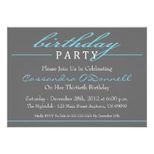 Invitations élégantes de fête d'anniversaire (bleu