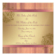 Invitations élégantes de mariage damassé d'or et d