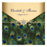 Invitations élégantes de mariage de paon d'or