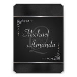 Invitations élégantes de noir et de noces d'argent