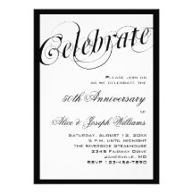 Invitations élégantes noires et cinquantième d'ann