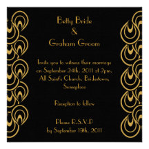 Invitations élégants de toile d'art déco de noir e