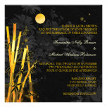 Invitations en bambou d'or de mariage de noir et d