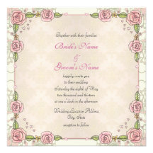 Invitations florales de mariage de damassé rose de