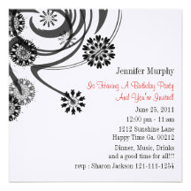Invitations florales noires de partie de vigne