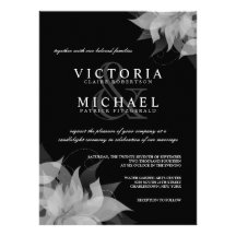 Invitations florales noires et blanches de mariage