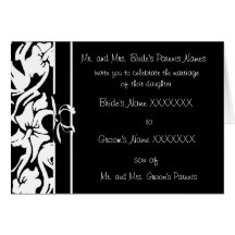 Invitations florales noires et blanches de mariage cartes de vœux