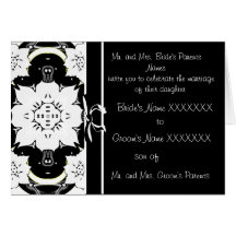Invitations florales noires et blanches de mariage cartes