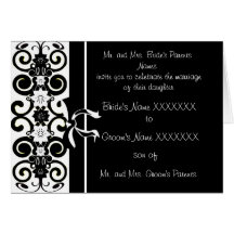 Invitations florales noires et blanches de mariage carte de vœux