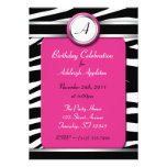 Invitations fuchsia d'anniversaire de monogramme d