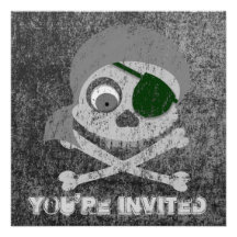 Invitations grises affligées de crâne de pirate
