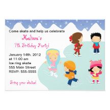 Invitations Iceskating de fête d'anniversaire de f