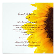 Invitations jaunes de mariage de tournesol