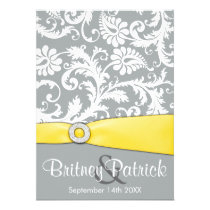 Invitations jaunes et grises blanches de mariage d invitations