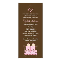 Invitations jumelles de baby shower de filles