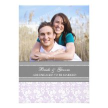 Invitations lilas de partie de fiançailles de phot