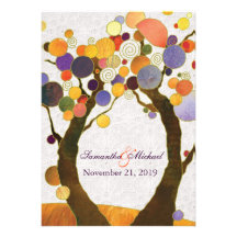 Invitations modernes de mariage d'arbres d'amour d