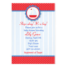 Invitations nautiques de baby shower de voilier