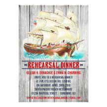 Invitations nautiques vintages de dîner de répétit