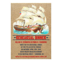 Invitations nautiques vintages de dîner de répétit