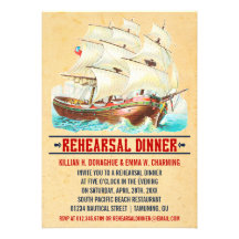 Invitations nautiques vintages de dîner de répétit
