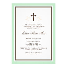 Invitations neutres vertes de baptême/baptême