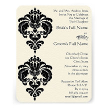 Invitations noires de mariage damassé