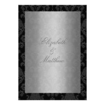 Invitations noires de mariage damassé