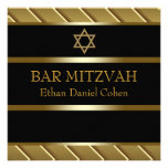 Invitations noires de Mitzvah de barre d'or