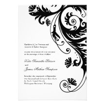Invitations noires et blanches de mariage