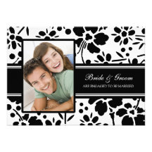 Invitations noires et blanches de partie de fiança