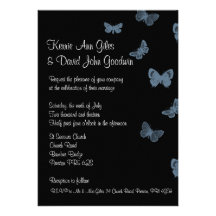 Invitations noires et bleues de mariage de papillo
