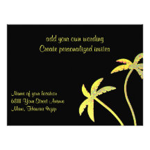 Invitations noires et d'or de palmier